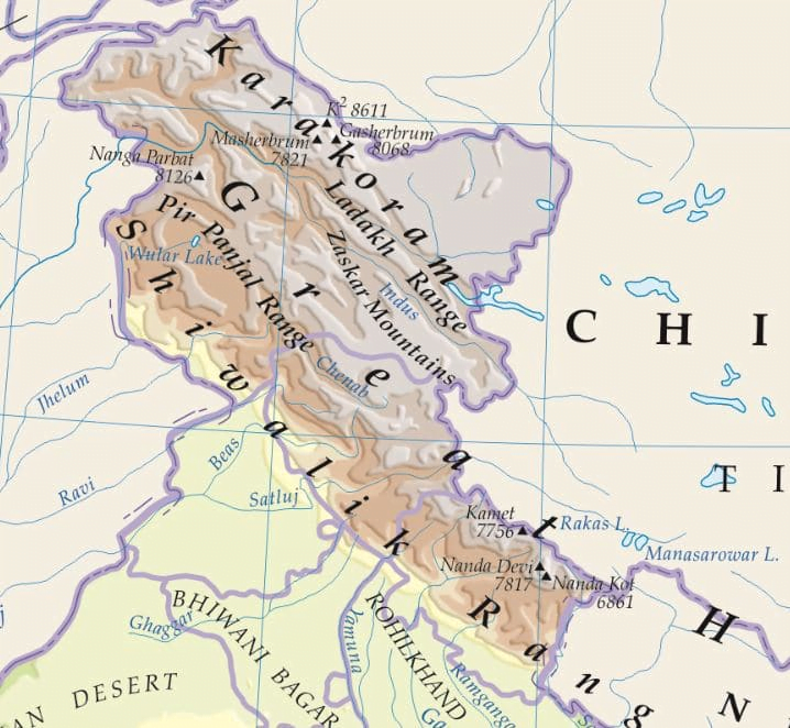 Mountain Ranges In North India – North to South